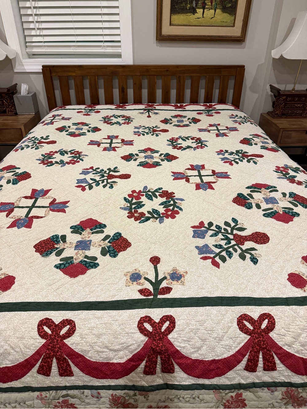 Vintage Queen Arch Quilts Baltimore Album Americana Floral Wreath Applique